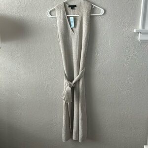 Ann Taylor Petite XS silver sparkle sleeveless v-neck dress with tied waist